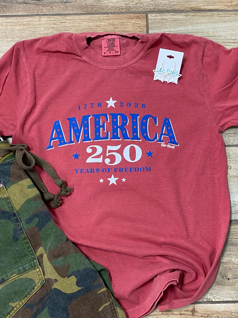 America 250 Years of Freedom Patriotic Graphic Tee