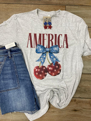 America Cherries Graphic Tee 2 Colors
