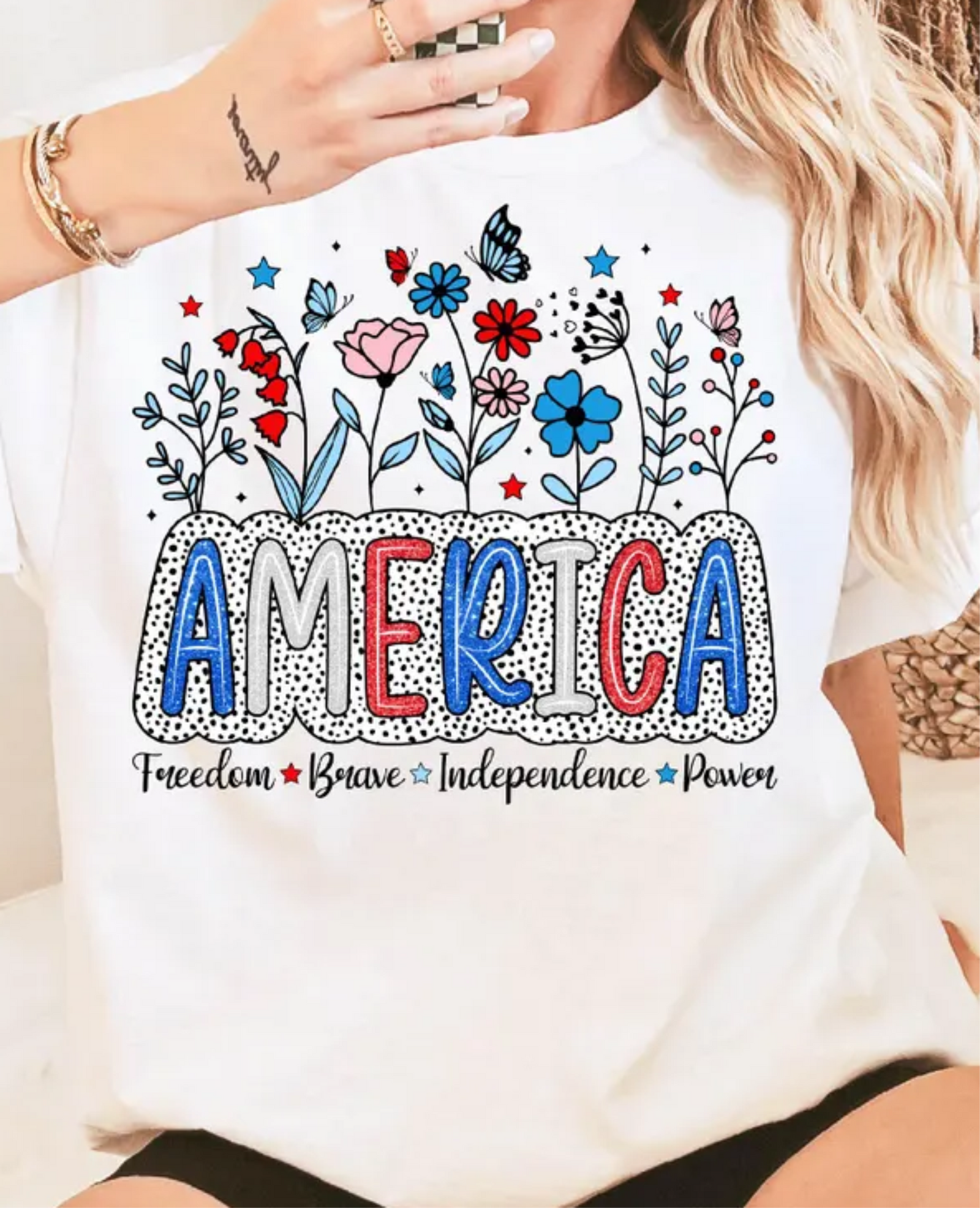 America Dot Wildflowers Graphic Tee