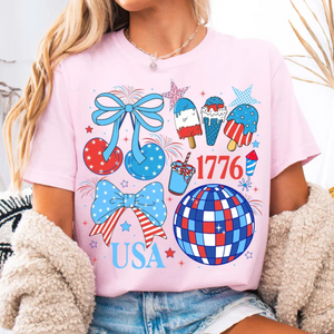 America Preppy Coquette Graphic Tee in 3 Colors