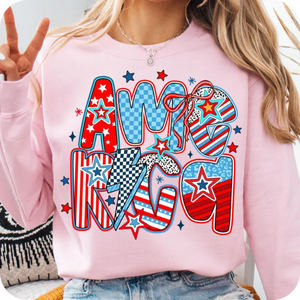 America Retro Letters Graphic Tee in Several Colors