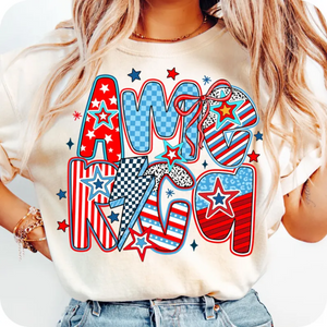 America Retro Letters Graphic Tee in Several Colors