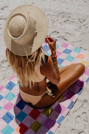 Multicolored Flowers & Check Quick Dry Towel