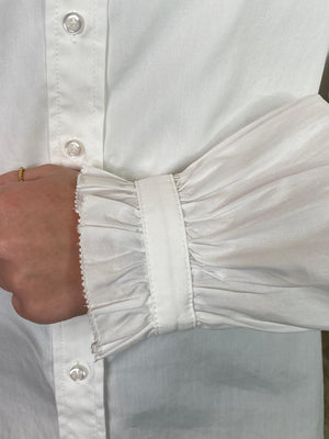 White Button Up with Ruffle Collar and Sleeves