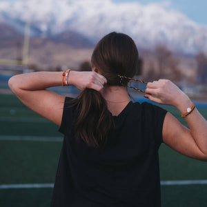 "Game Day" Orange & Black Hair Tie + Bracelets
