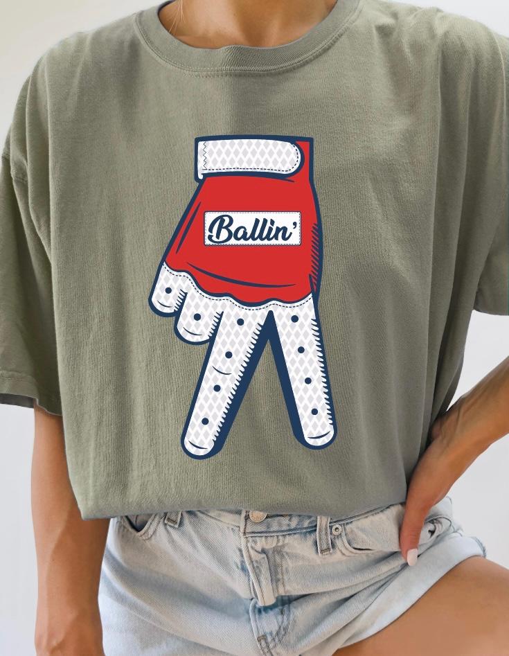 Ballin' Baseball Batting Glove Tee - Youth Available