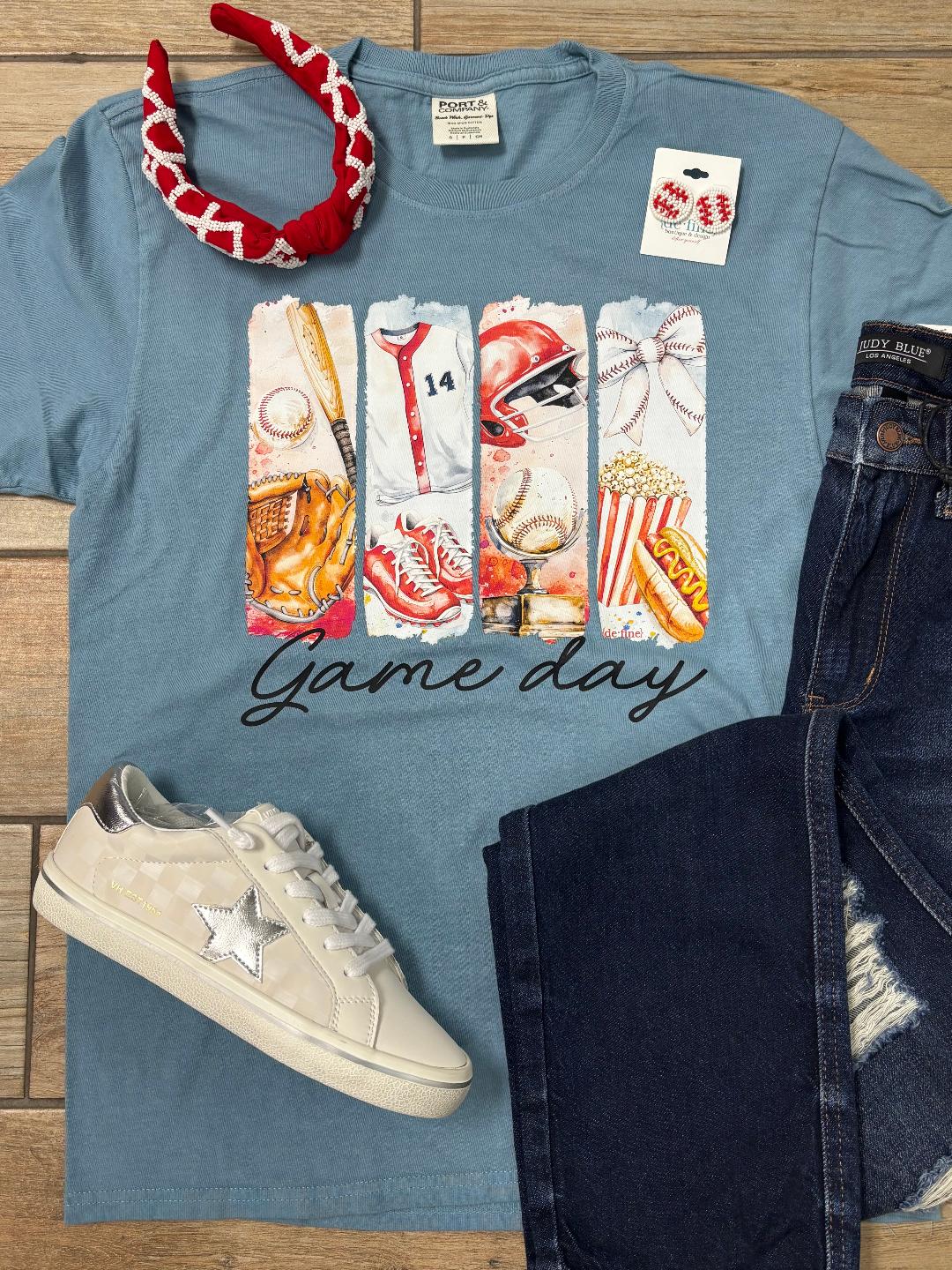 Baseball Game Day 4 Panel Tee or Sweatshirt