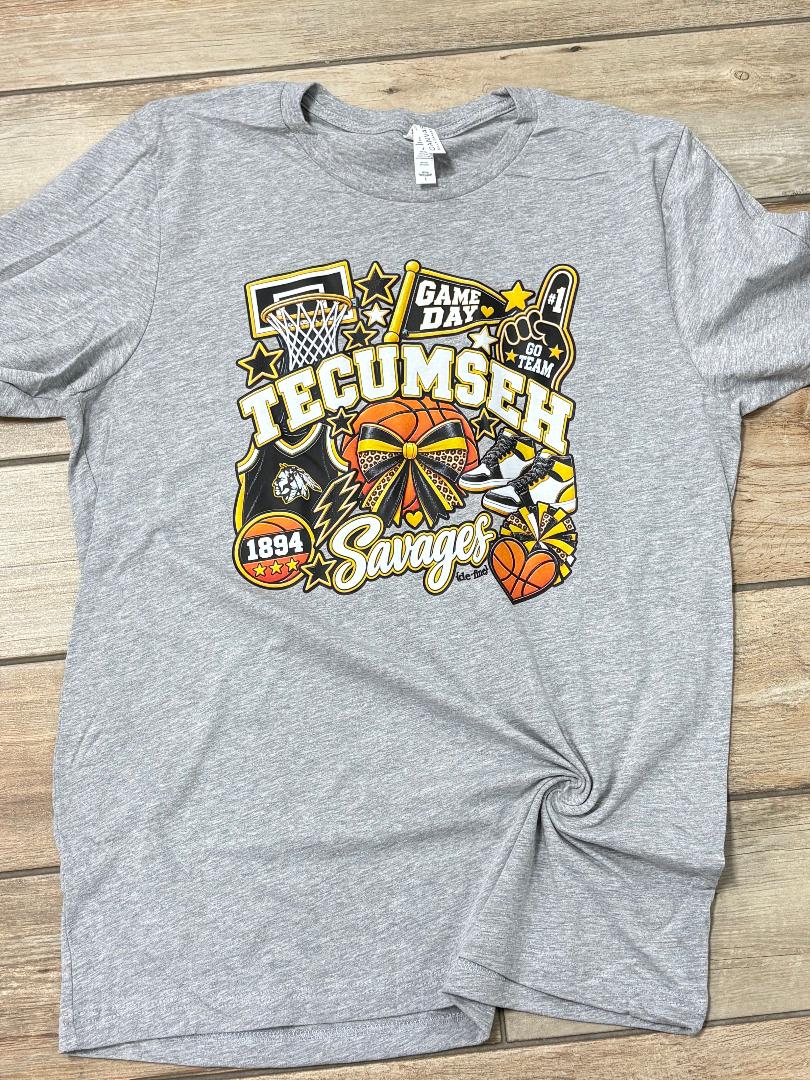 Tecumseh Savages Basketball Preppy Collage Tee or Sweatshirt