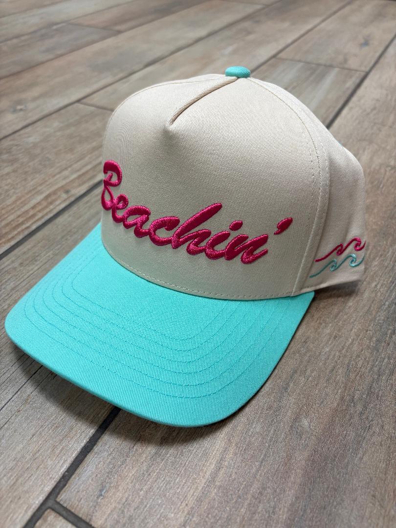 Beachin' Embroidered Cap with Wave Detail