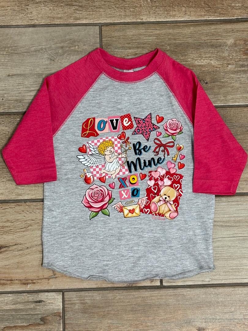 Be Mine Collage Graphic Raglan Adult or Youth