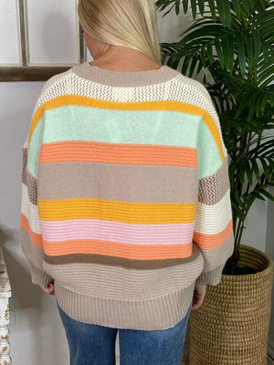 Multi Striped V-Neck Sweater