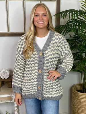 Chunky Grey and Ivory Cardigan