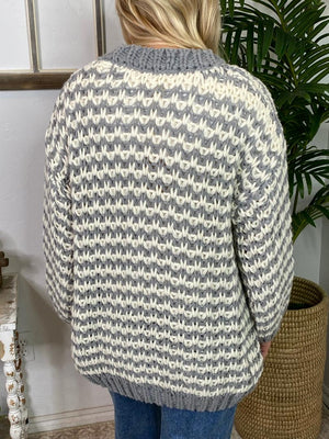 Chunky Grey and Ivory Cardigan