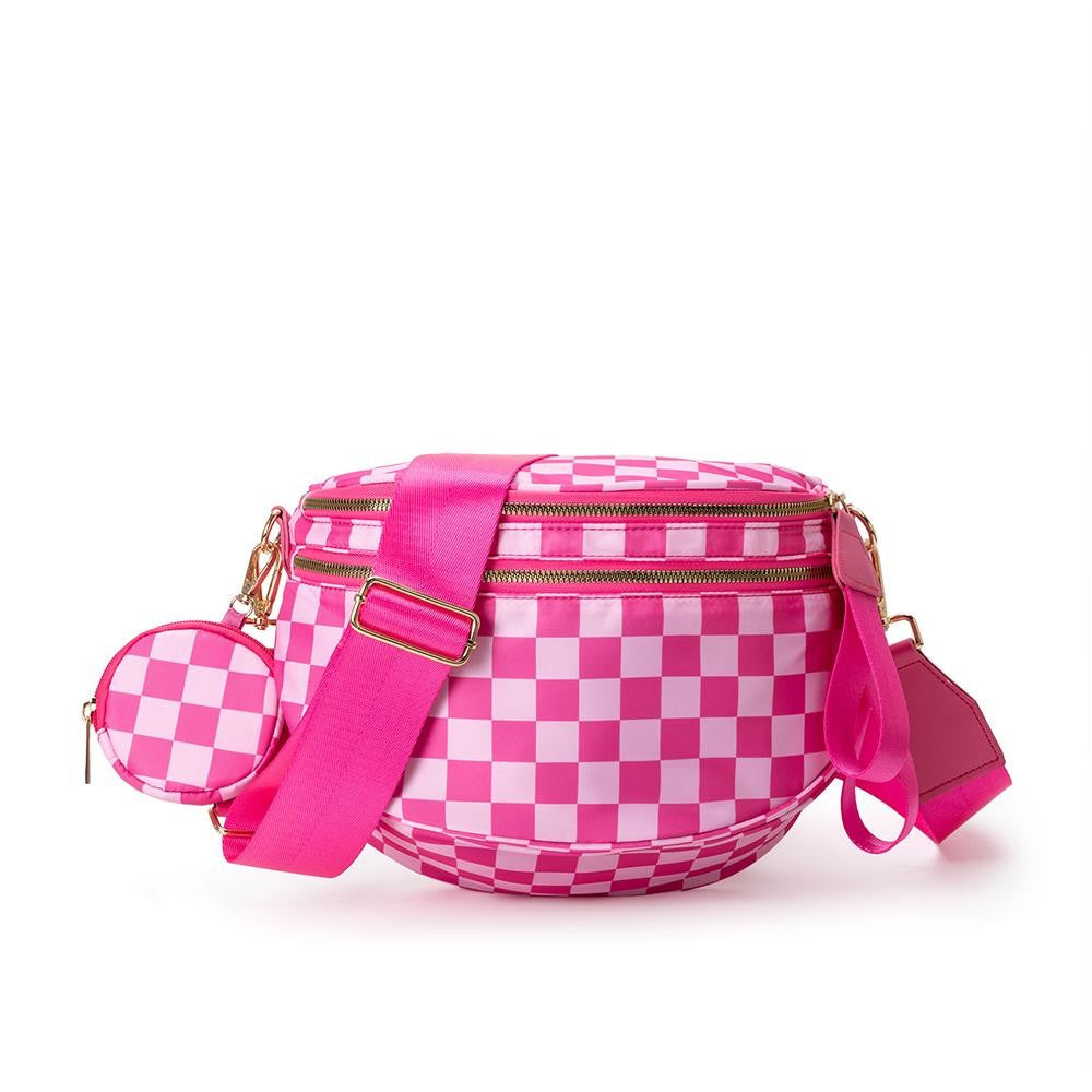 Hot Pink and Light Pink Checker Big Bum Bag