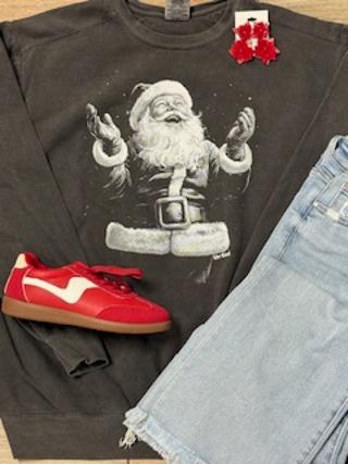 Black and White Santa Tee, Long Sleeve or Sweatshirt