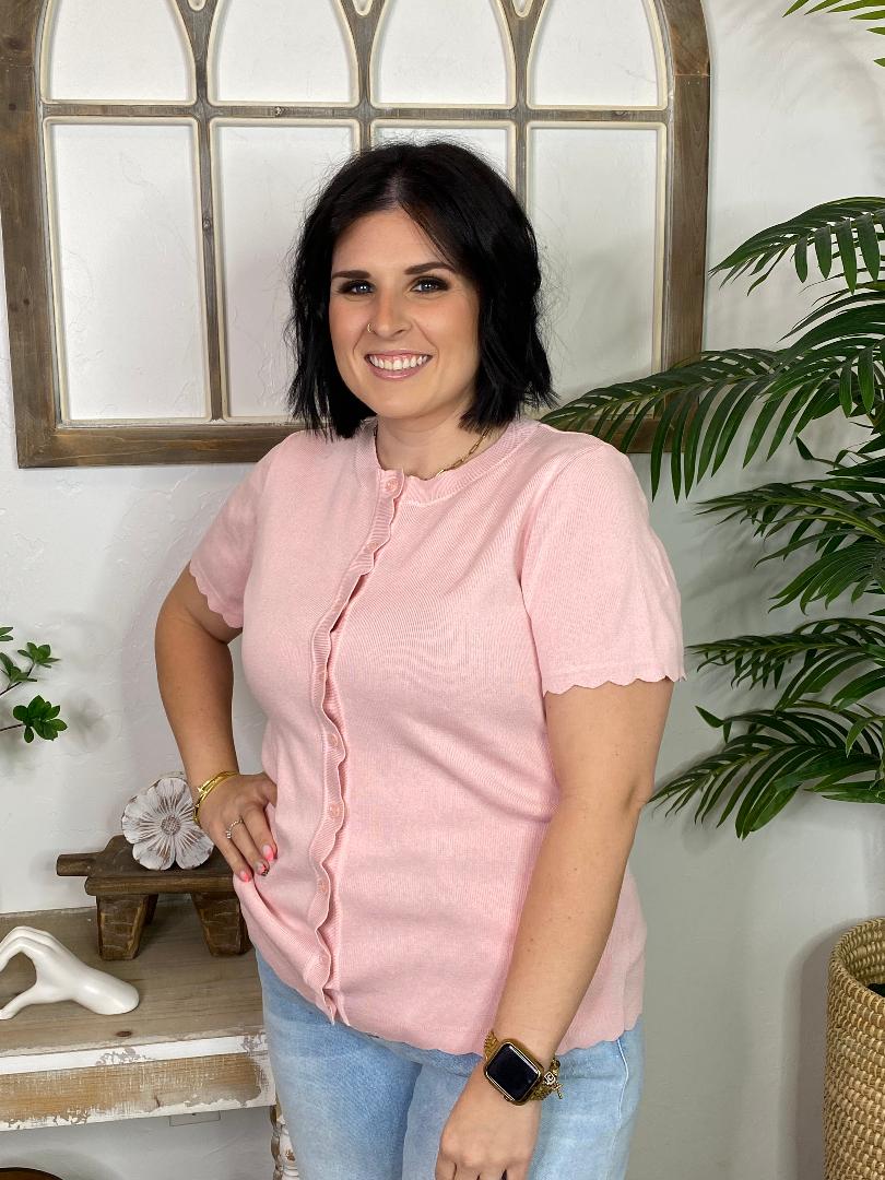 Scalloped Cardigan in 4 Colors - Curvy Sizes