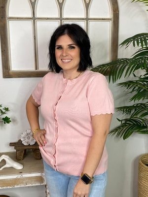 Scalloped Cardigan in 4 Colors - Curvy Sizes