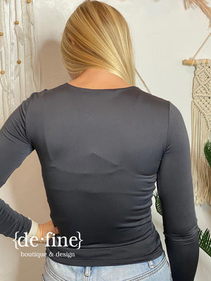 Round Neck Fitted Long Sleeve Top - 6 Colors