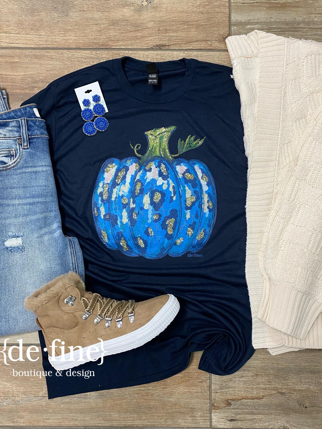 Blue Leopard Pumpkin Graphic Tee