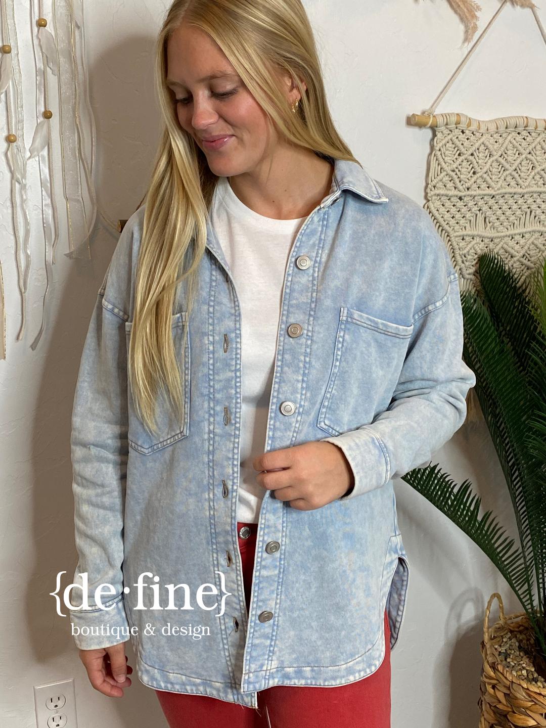 Washed Chambray Button Down Shacket - SO SOFT!!