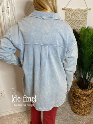 Washed Chambray Button Down Shacket - SO SOFT!!