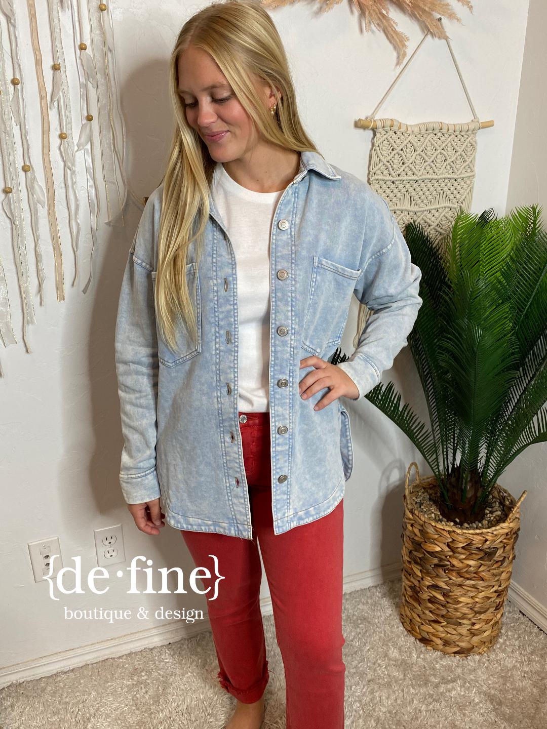 Washed Chambray Button Down Shacket - SO SOFT!!