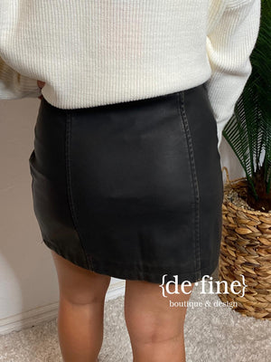 Washed Faux Leather Mini Skirt