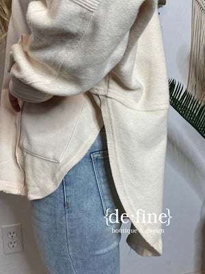 Jessica Raw Hem Hoodie in Taupe or Ivory