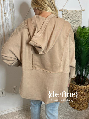 Jessica Raw Hem Hoodie in Taupe or Ivory