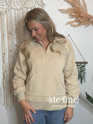 Sweatshirt with Button Up Neck in 2 Colors