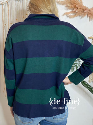 Half Zip Striped Sweater in 2 Colors