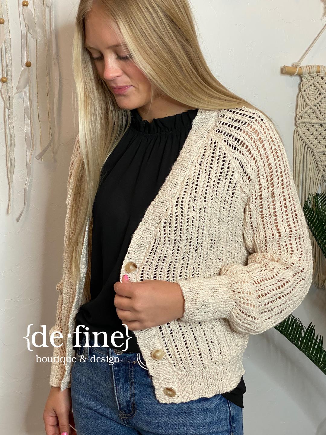 Oatmeal Relaxed Cable Knit Cardigan