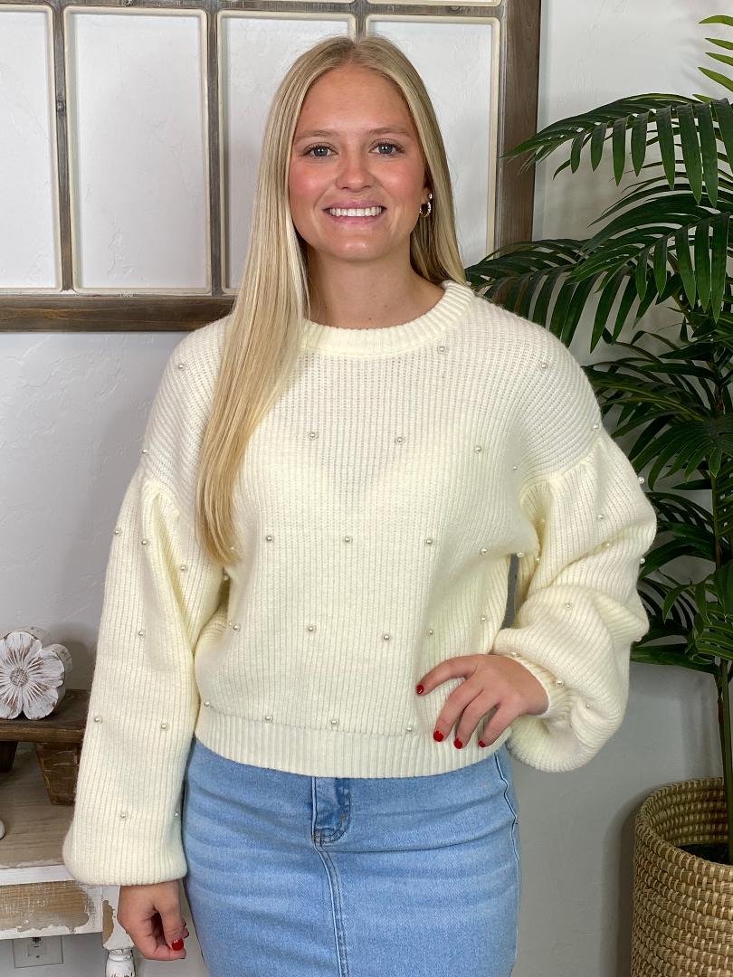 Ivory Sweater with Pearls
