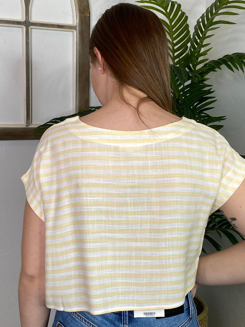 Cropped Striped Butter and White  Top