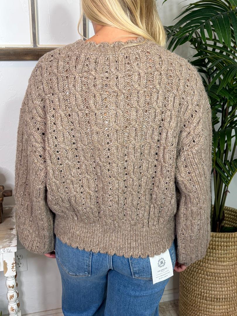Fireside Taupe Cable Knit Cardigan