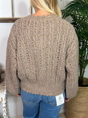 Fireside Taupe Cable Knit Cardigan