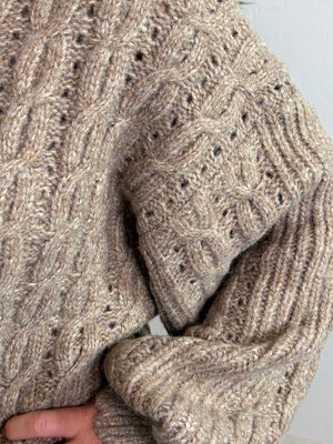 Fireside Taupe Cable Knit Cardigan