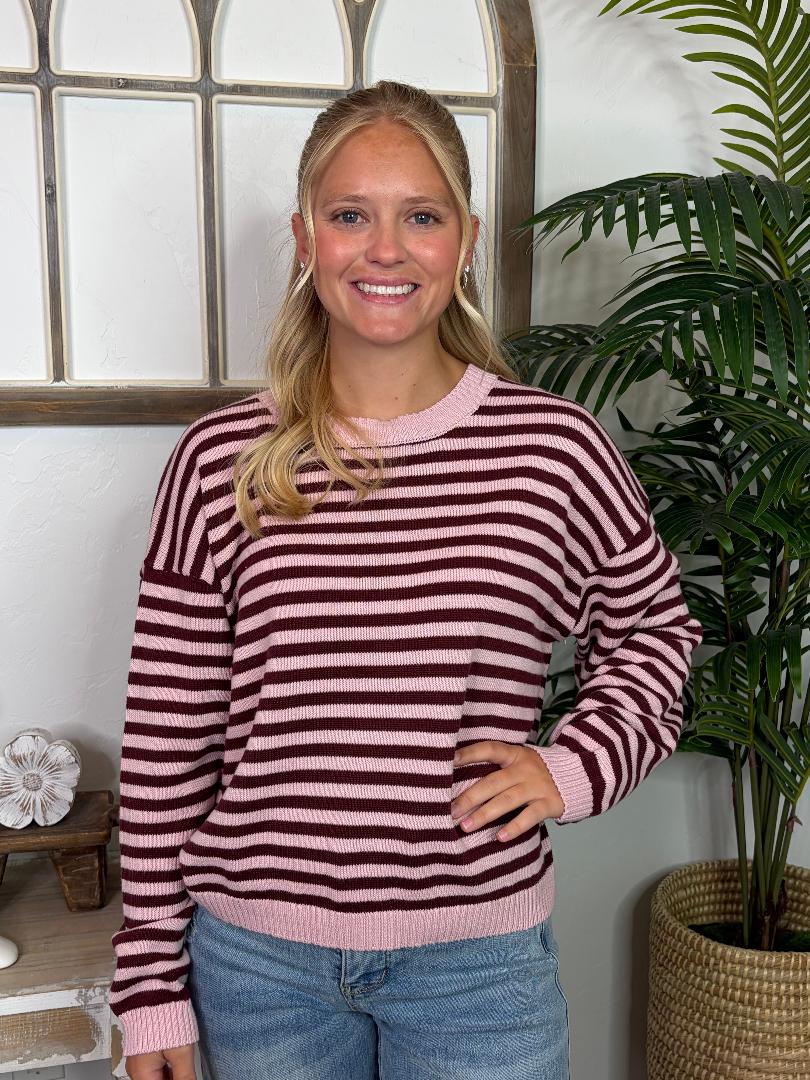 Striped Sweater in Pink or Brown