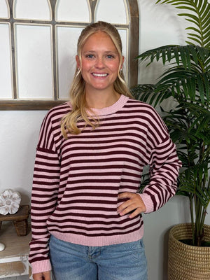 Striped Sweater in Pink or Brown
