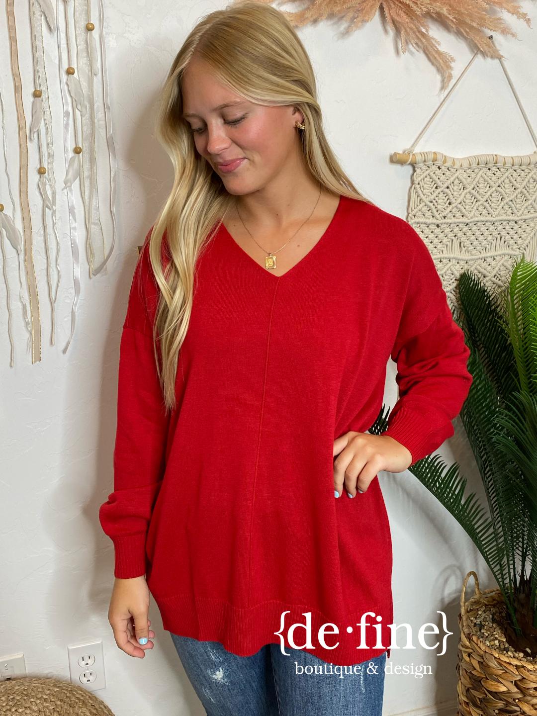 Lightweight V Neck Sweater in Curvy - 3 Colors