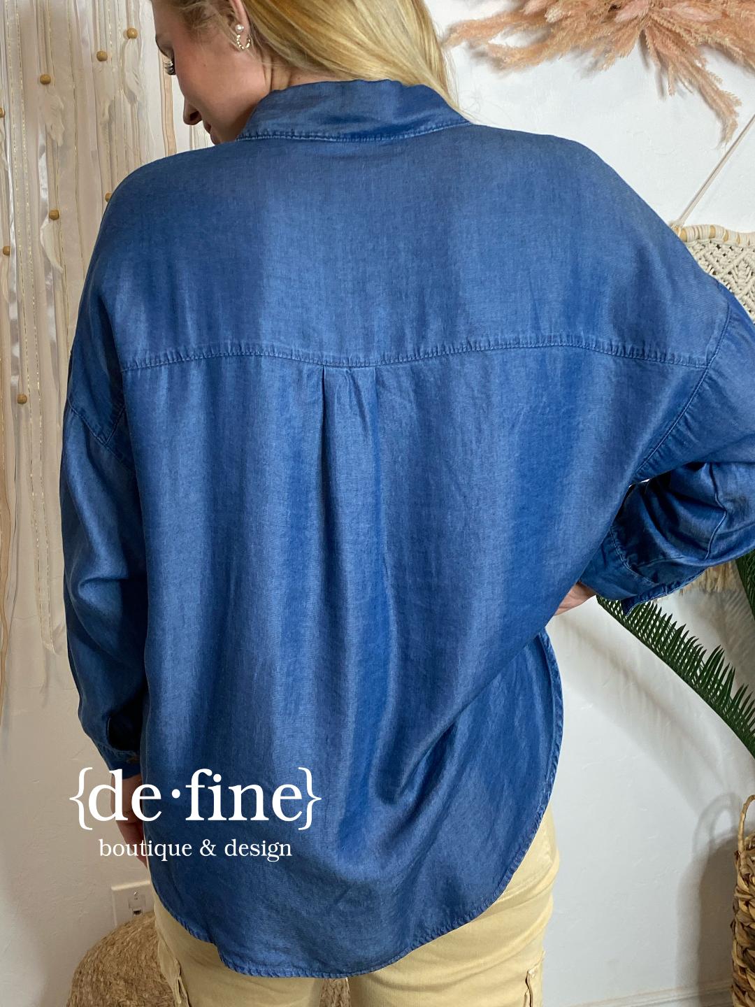 Dark Denim Oversized Button Up Shirt or Shacket