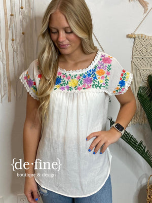 Light it Up Embroidered Top - 3 Colors in Regular & Curvy