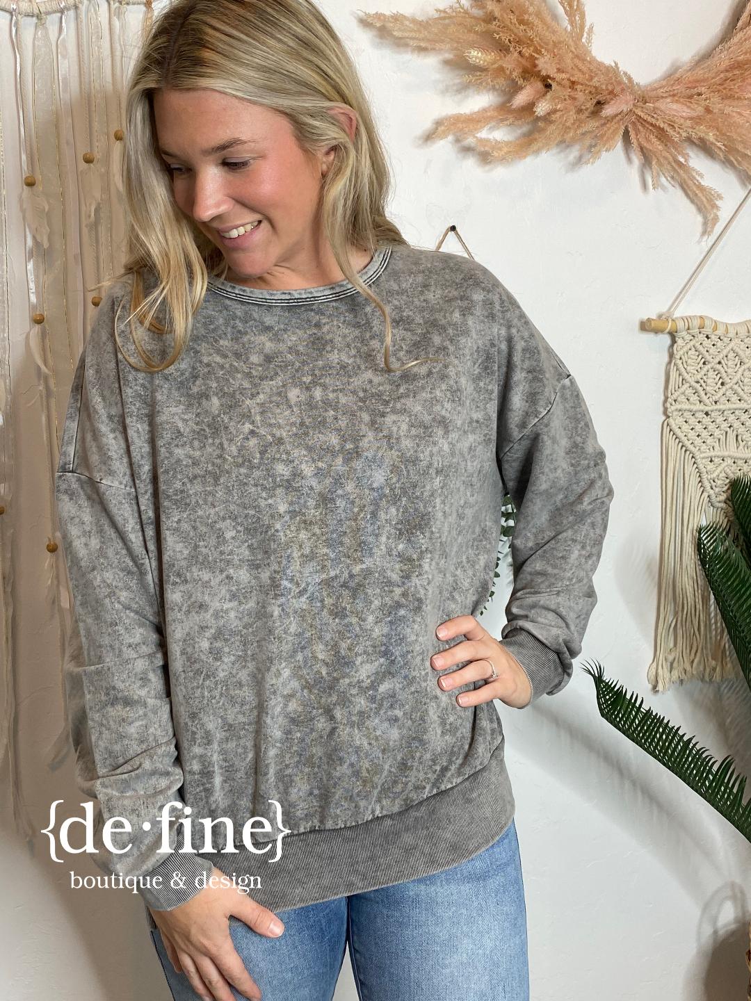 Washed Long Sleeve Knit Top in 2 Colors