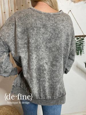 Washed Long Sleeve Knit Top in 2 Colors