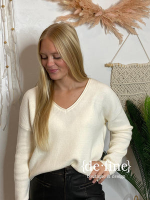 Cream V-Neck Sweater