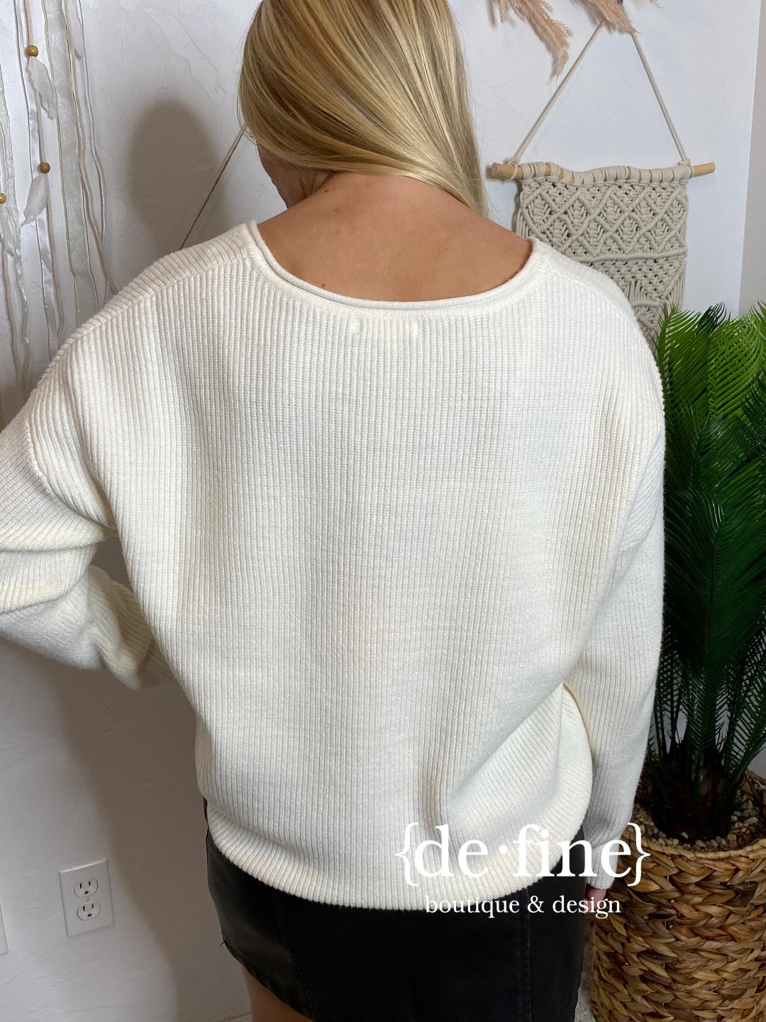 Cream V-Neck Sweater