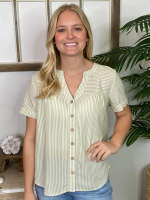 Striped Blouse in Olive or Navy S-3XL
