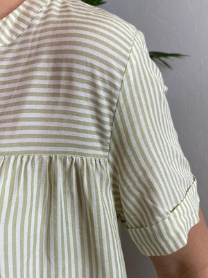 Striped Blouse in Olive or Navy S-3XL