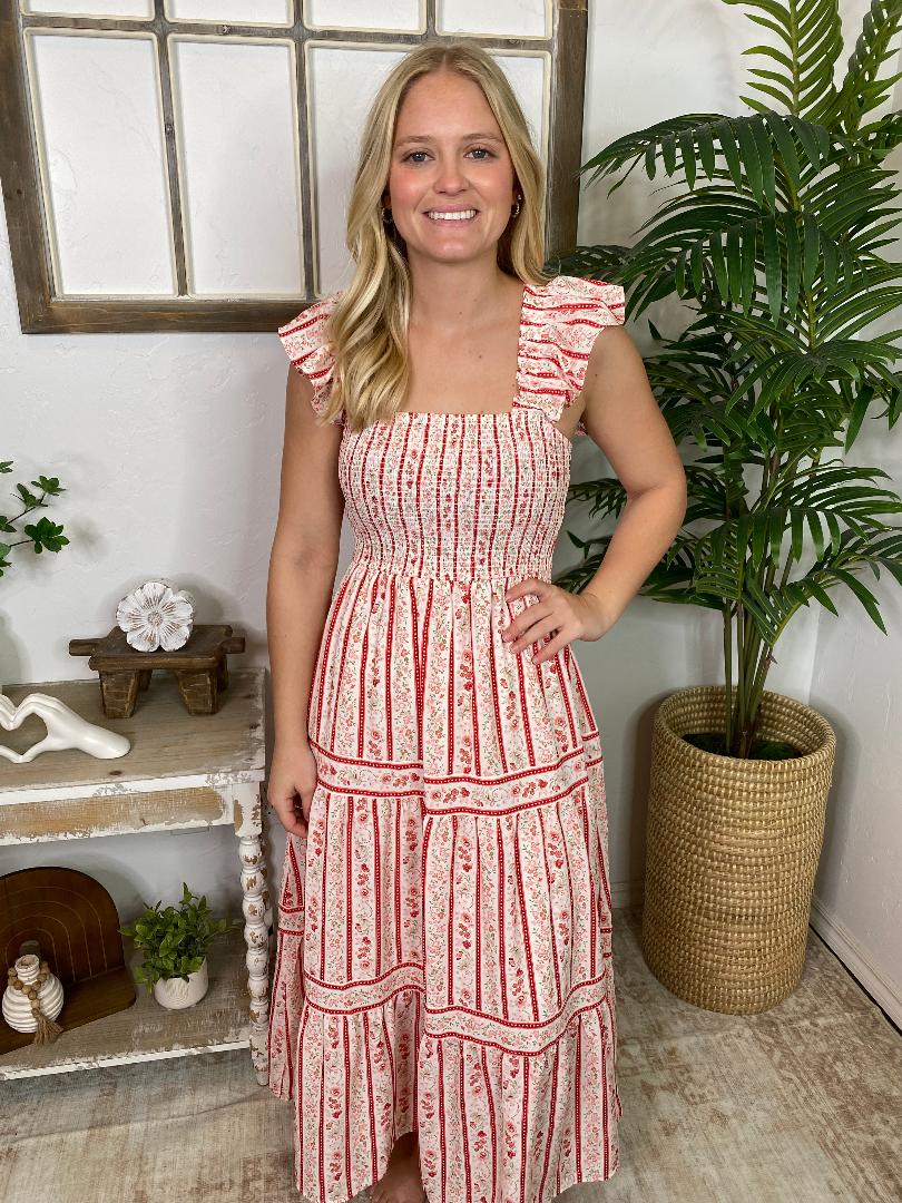 Red and Pink Floral Sundress