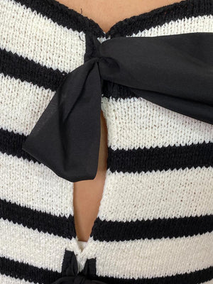 Striped Sleeveless Sweater with Tie Back in 2 Colors